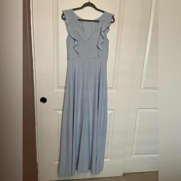 Ted Baker Ardenia Light Blue Ruffle High Slit Maxi Dress Gown - Picture 8 of 12